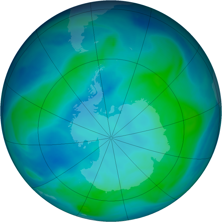 Antarctic ozone map for 30 January 2007